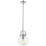 Newton Sphere Stem Hung Pendant - Polished Nickel / Clear