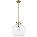 Newton Sphere Cord Hung Pendant - Brushed Brass / Clear