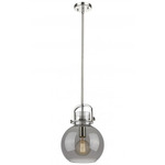 Newton Sphere Stem Hung Pendant - Polished Nickel / Light Smoked