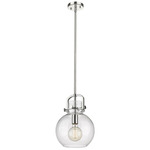 Newton Sphere Stem Hung Pendant - Polished Nickel / Clear