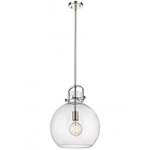 Newton Sphere Stem Hung Pendant - Polished Nickel / Clear Seedy
