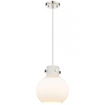 Newton Sphere Cord Hung Pendant - Polished Nickel / Matte White