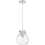 Newton Sphere Cord Hung Pendant - Polished Nickel / Clear