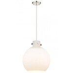 Newton Sphere Cord Hung Pendant - Polished Nickel / Matte White