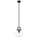 Newton Sphere Stem Hung Pendant - Matte Black / Matte White