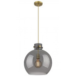 Newton Sphere Cord Hung Pendant - Brushed Brass / Smoked