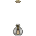 Newton Sphere Cord Hung Pendant - Brushed Brass / Smoked
