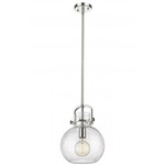 Newton Sphere Stem Hung Pendant - Polished Nickel / Clear Seedy
