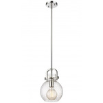 Newton Sphere Stem Hung Pendant - Polished Nickel / Clear Seedy
