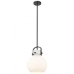 Newton Sphere Stem Hung Pendant - Matte Black / Matte White