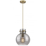 Newton Sphere Cord Hung Pendant - Brushed Brass / Smoked