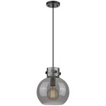 Newton Sphere Cord Hung Pendant - Matte Black / Smoked