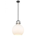 Newton Sphere Stem Hung Pendant - Matte Black / Matte White