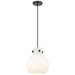 Newton Sphere Cord Hung Pendant - Matte Black / Matte White