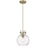Newton Sphere Cord Hung Pendant - Brushed Brass / Clear