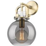 Newton Sphere Wall Sconce - Brushed Brass / Light Smoked