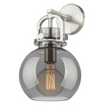 Newton Sphere Wall Sconce - Satin Nickel / Light Smoked
