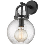Newton Sphere Wall Sconce - Matte Black / Clear Seedy
