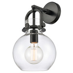 Newton Sphere Wall Sconce - Matte Black / Clear