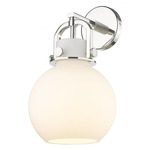 Newton Sphere MW Wall Sconce - Polished Nickel / Matte White