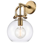 Newton Sphere Wall Sconce - Brushed Brass / Clear