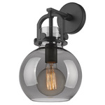 Newton Sphere Wall Sconce - Matte Black / Light Smoked