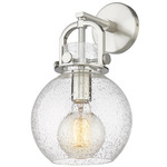 Newton Sphere Wall Sconce - Satin Nickel / Clear Seedy