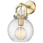 Newton Sphere Wall Sconce - Brushed Brass / Clear Seedy