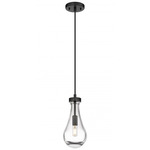 Owego Cord Hung Pendant - Matte Black / Clear