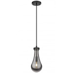 Owego Cord Hung Pendant - Matte Black / Smoked