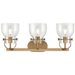 Pilaster II Bell Bathroom Vanity Light - Brushed Brass / Clear