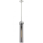 Pilaster Stem Hung Mini Pendant - Polished Nickel / Smoked