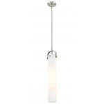 Pilaster Stem Hung Mini Pendant - Satin Nickel / Matte White