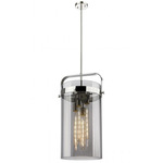 Pilaster 4 Light Stem Hung Pendant - Polished Nickel / Smoked