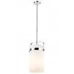 Pilaster Stem Hung Pendant - Polished Nickel / Matte White
