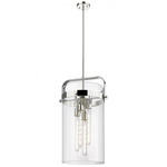 Pilaster 4 Light Stem Hung Pendant - Polished Nickel / Clear