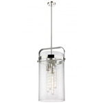 Pilaster 4 Light Stem Hung Pendant - Polished Nickel / Clear Seedy