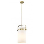 Pilaster Stem Hung Pendant - Brushed Brass / Matte White
