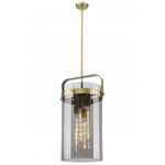 Pilaster 4 Light Stem Hung Pendant - Brushed Brass / Smoked