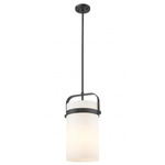 Pilaster Stem Hung Pendant - Matte Black / Matte White