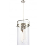 Pilaster 4 Light Stem Hung Pendant - Satin Nickel / Clear