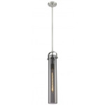 Pilaster Stem Hung Mini Pendant - Satin Nickel / Smoked