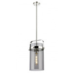 Pilaster Stem Hung Pendant - Polished Nickel / Smoked