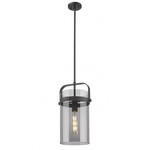 Pilaster Stem Hung Pendant - Matte Black / Smoked