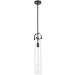 Pilaster Stem Hung Mini Pendant - Matte Black / Clear