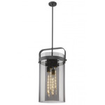 Pilaster 4 Light Stem Hung Pendant - Matte Black / Smoked