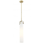 Pilaster Stem Hung Mini Pendant - Brushed Brass / Matte White
