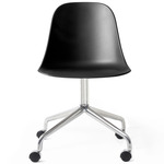 Harbour Swivel Side Chair with Casters - Polished Aluminum / Black