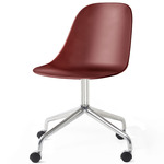 Harbour Swivel Side Chair with Casters - Polished Aluminum / Burned Red