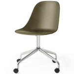 Harbour Swivel Side Chair with Casters - Polished Aluminum / Olive